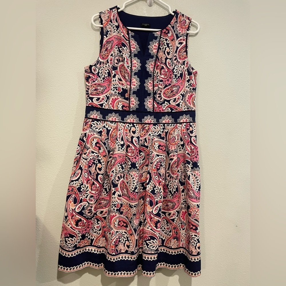 Talbots Navy and Pink Paisley Dress